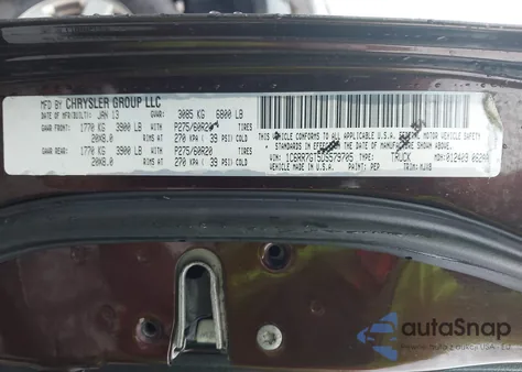 2013 Ram 1500 Big Horn из США, поврежденный, VIN 1C6RR7GT5DS579705